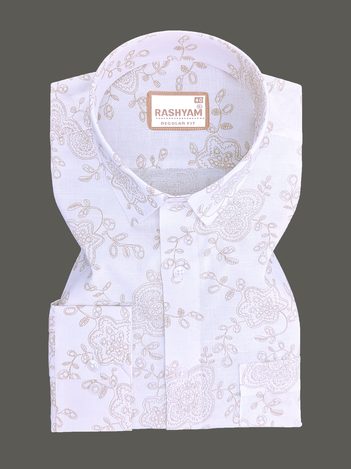 Pescara Italian Linen Cotton Vintage Paisley Print On White Shirt