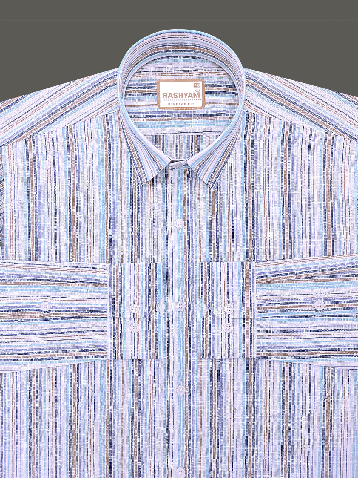 Italian Linen Cotton Valtique Multi Color Stripe Formal Shirt