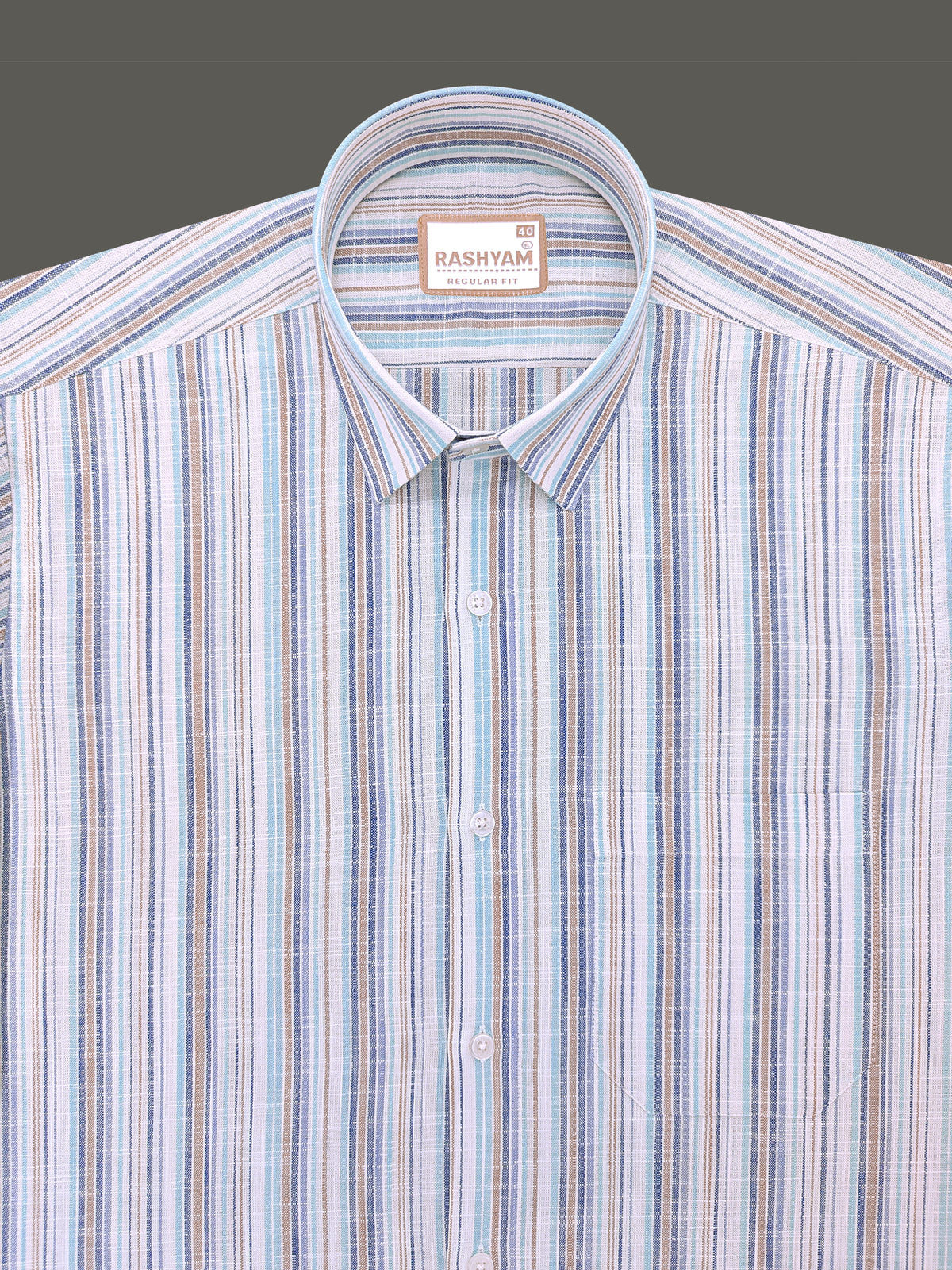 Italian Linen Cotton Valtique Multi Color Stripe Formal Shirt