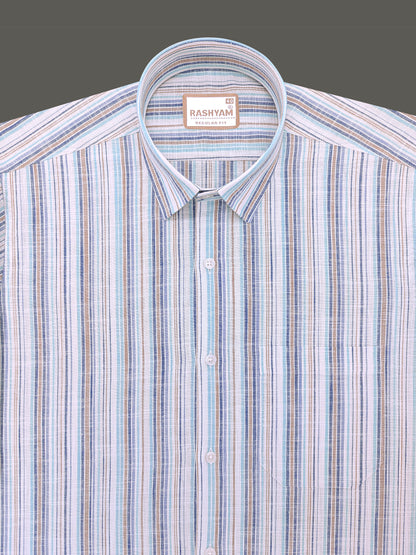 Italian Linen Cotton Valtique Multi Color Stripe Formal Shirt
