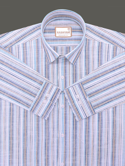 Italian Linen Cotton Valtique Multi Color Stripe Formal Shirt