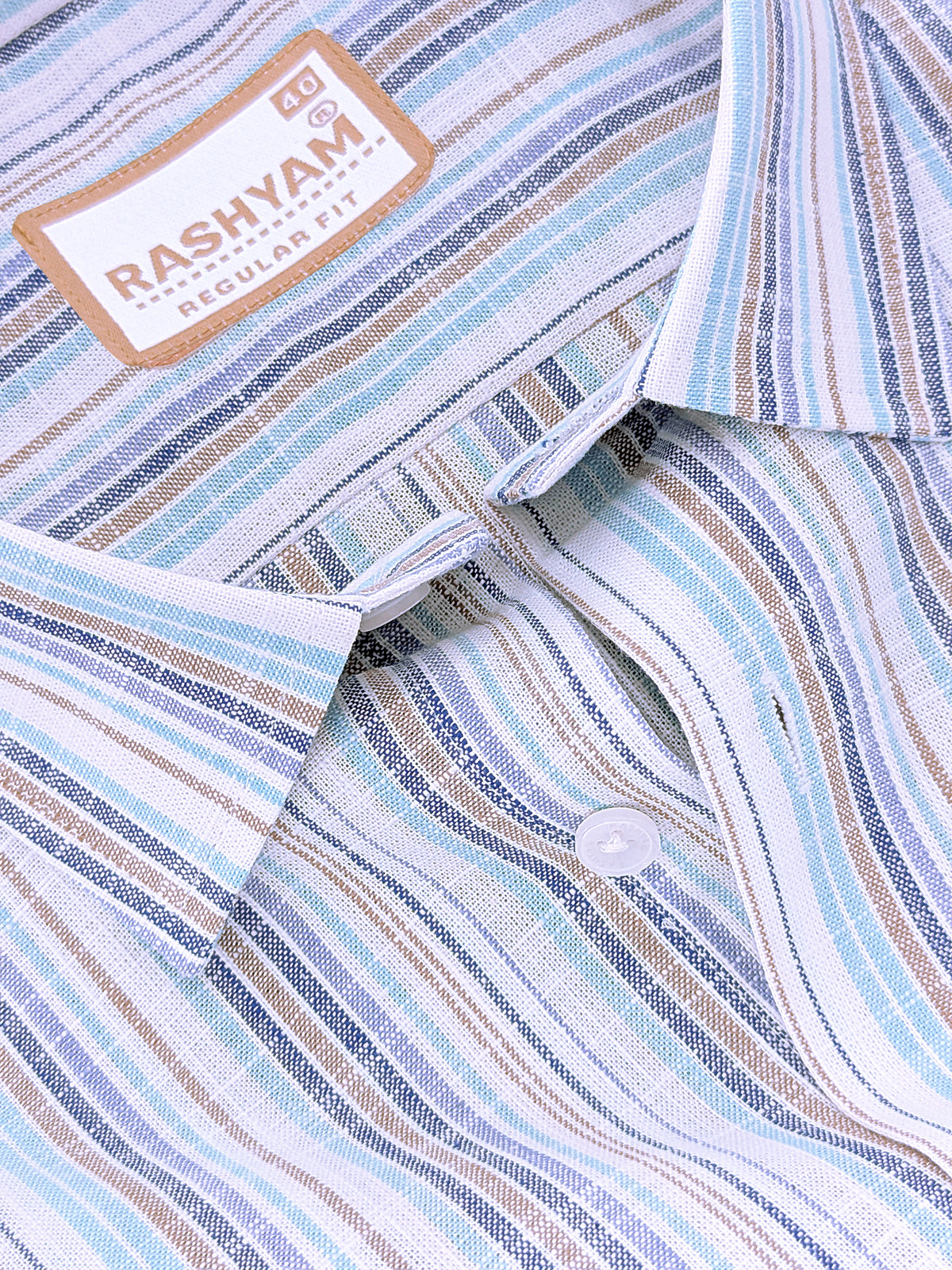 Italian Linen Cotton Valtique Multi Color Stripe Formal Shirt