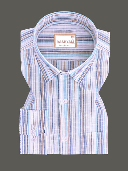 Italian Linen Cotton Valtique Multi Color Stripe Formal Shirt