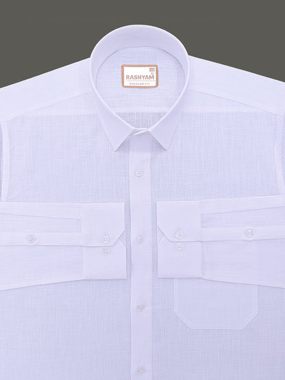 Linen Cotton Valtique Bright White Formal Shirt