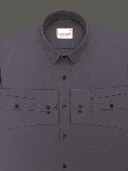 Premium Cotton Portelle Iron Grey Designer Checks Formal Shirt For Men