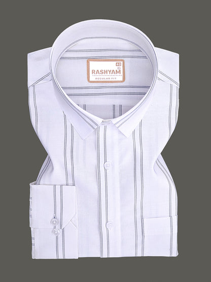 Oxford Cotton Zodiac Luxury Black Double Line On White Formal Shirt