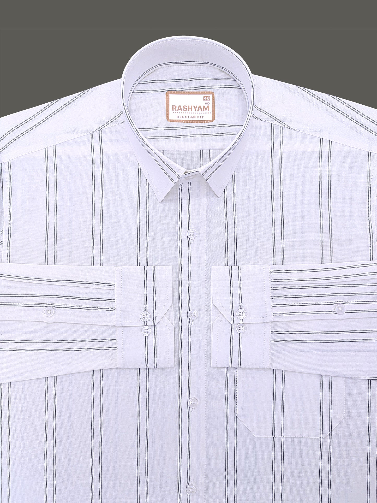 Oxford Cotton Zodiac Luxury Black Double Line On White Formal Shirt