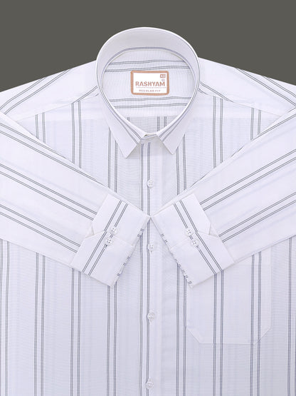 Oxford Cotton Zodiac Luxury Black Double Line On White Formal Shirt