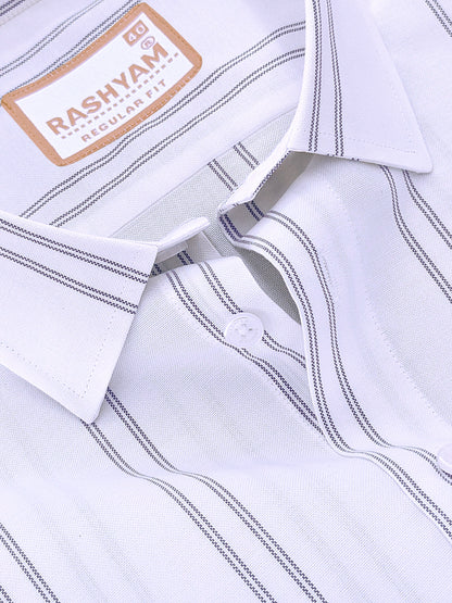 Oxford Cotton Zodiac Luxury Black Double Line On White Formal Shirt