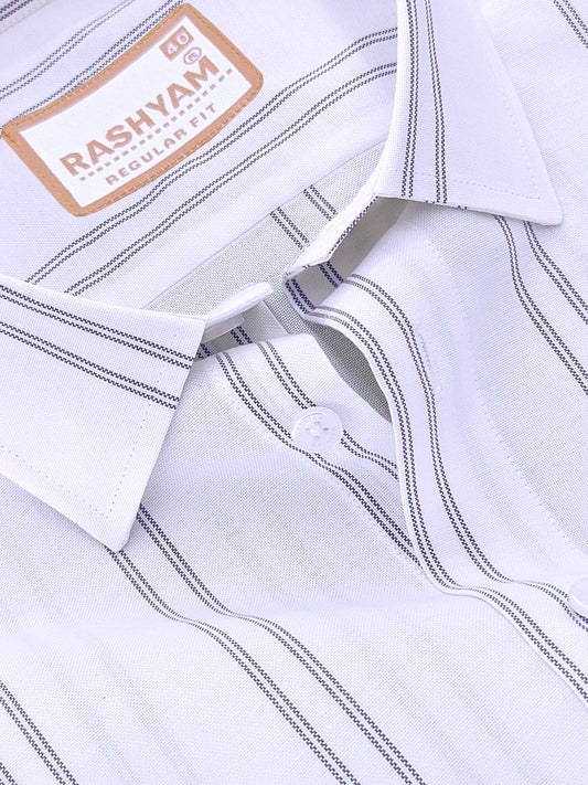 Oxford Cotton Zodiac Luxury Black Double Line On White Formal Shirt